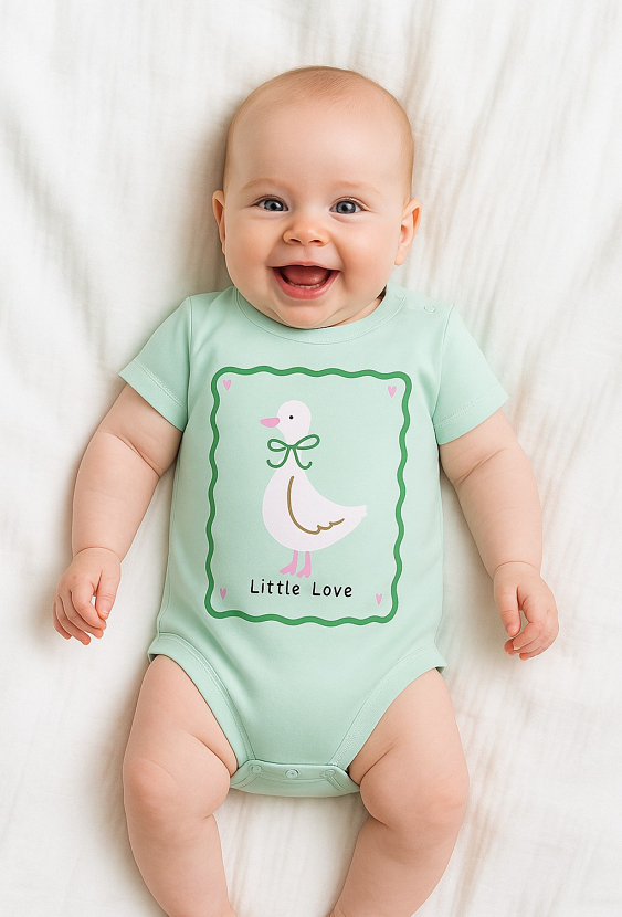 Body niemowlęce z krótkim rękawem – kaczka