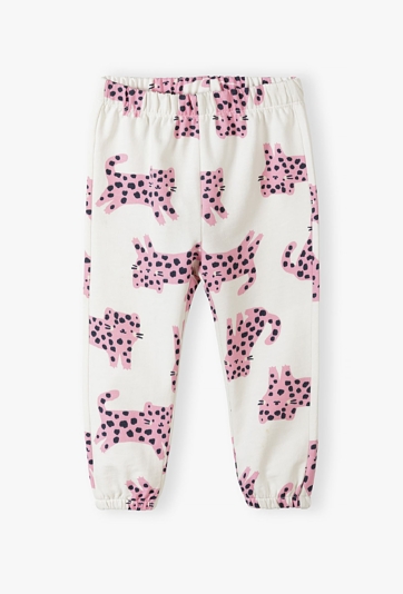 Dresowe spodnie niemowlęce w różowe tygryski - 5.10.15.