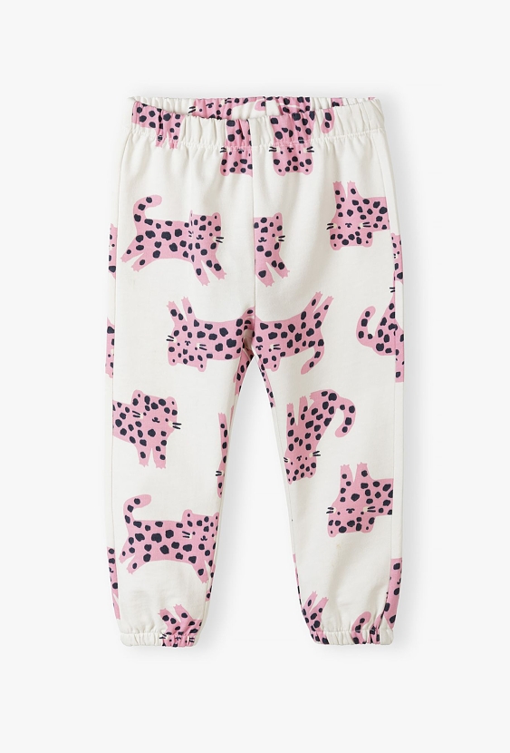 Dresowe spodnie niemowlęce w różowe tygryski - 5.10.15.
