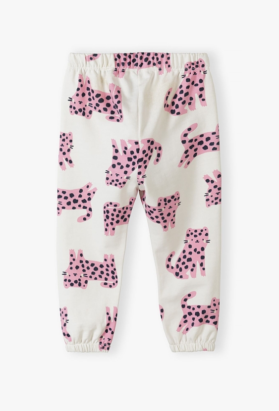 Dresowe spodnie niemowlęce w różowe tygryski - 5.10.15.