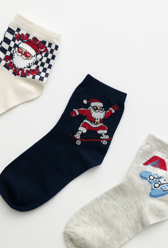 Skarpety dziecięce 3-pak z motywem świątecznym.