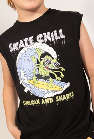 Chłopięca koszulka bez rękawów z nadrukiem SKATE CHILL