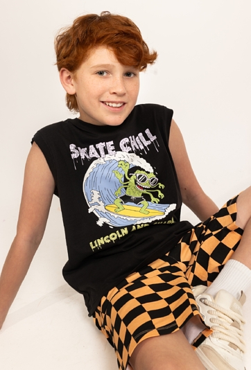 Chłopięca koszulka bez rękawów z nadrukiem SKATE CHILL