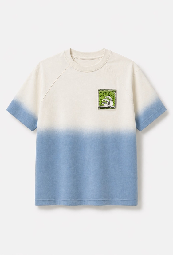 T-shirt chłopięcy dip-dye – z naszywką „Just Waves”