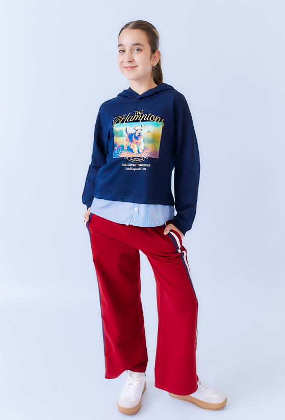 Czerwone spodnie dziewczęce wide leg