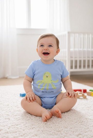 Body niemowlęce z krótkim rękawem – ośmiornica | chłopiec