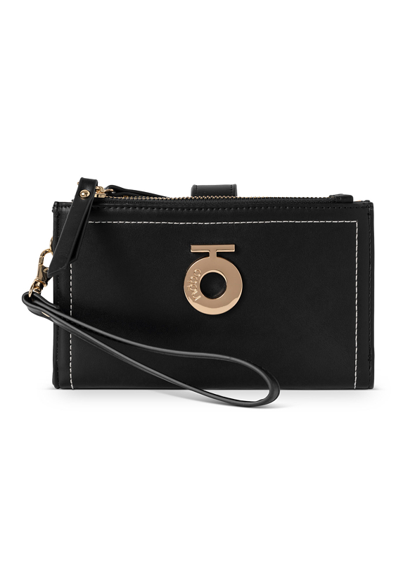 Czarny portfel damski z logo