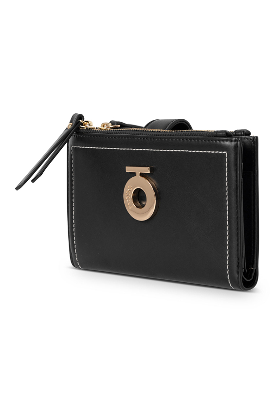 Czarny portfel damski z logo