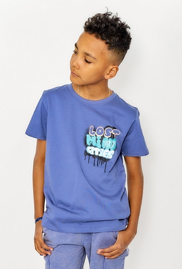 T-shirt dla chłopca - niebieski z nadrukiem