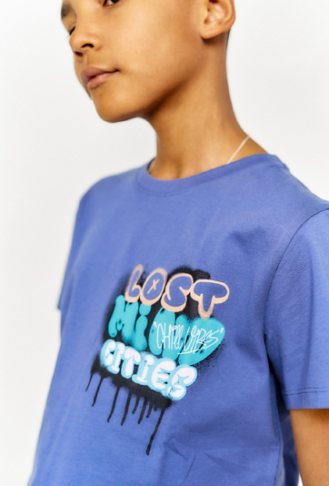 T-shirt dla chłopca - niebieski z nadrukiem