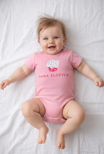 Body z krótkim rękawem niemowlęce dziewczęce „Sama Słodycz”