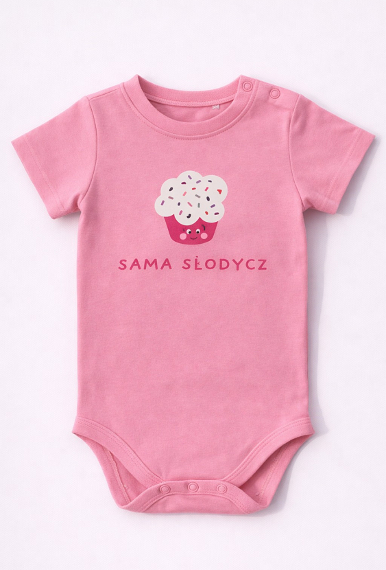 Body z krótkim rękawem niemowlęce dziewczęce „Sama Słodycz”