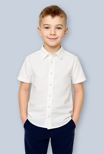 Koszula chłopięca z krótkim rękawem – biała