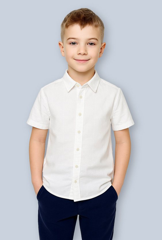 Koszula chłopięca z krótkim rękawem – biała