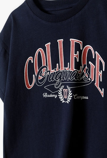 Granatowa koszulka z napisem College