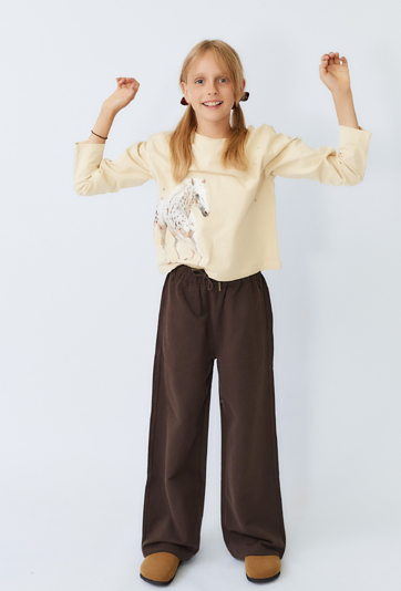 Dziewczęce spodnie dresowe wide leg