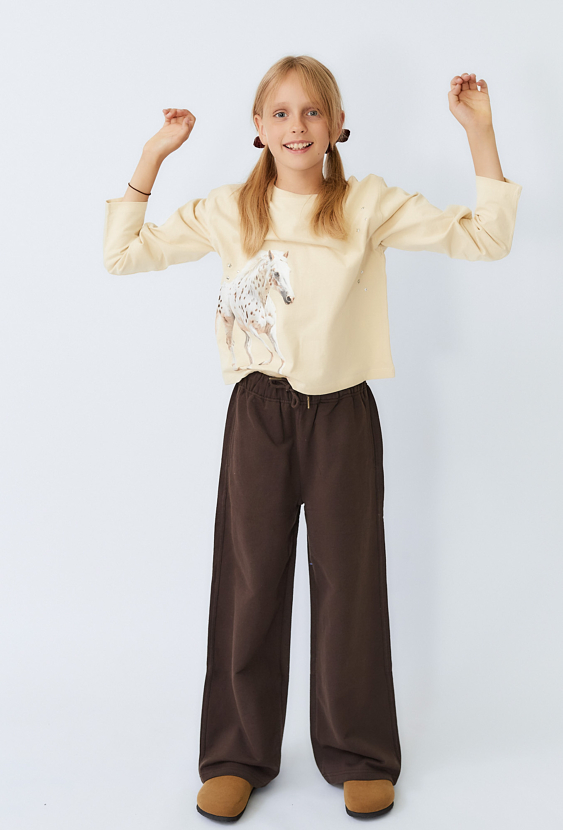 Dziewczęce spodnie dresowe wide leg