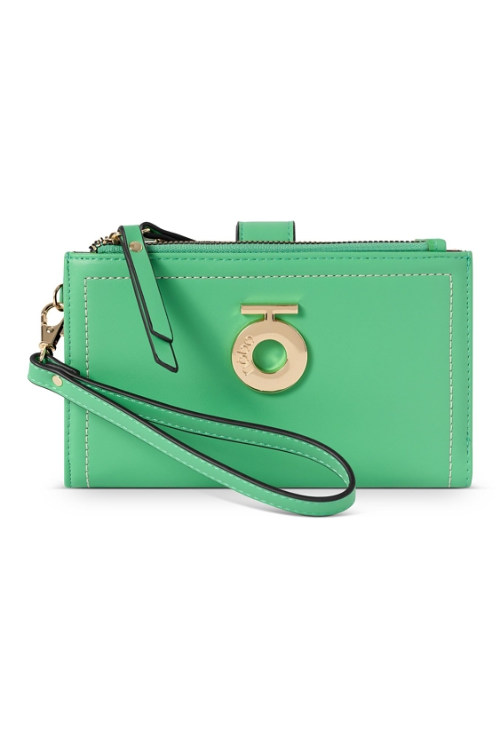 Zielony portfel damski z logo