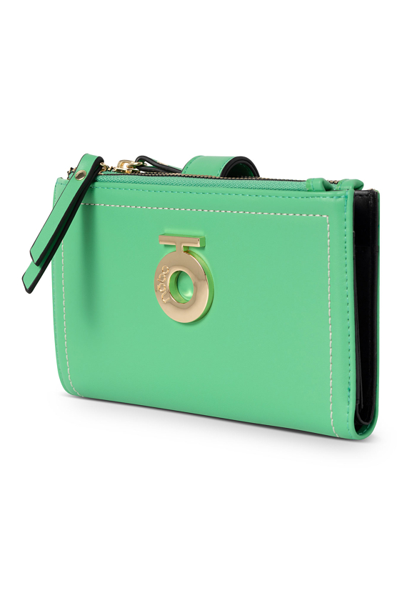 Zielony portfel damski z logo