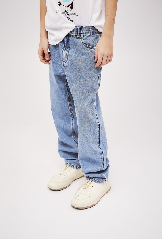 Klasyczne jeansy chłopięce - wide leg - niebieskie