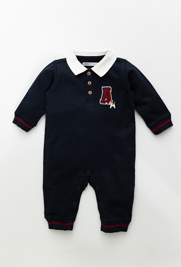 Granatowy pajacyk z kołnierzykiem