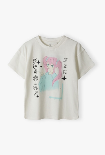 Koszulka ecru z nadrukiem