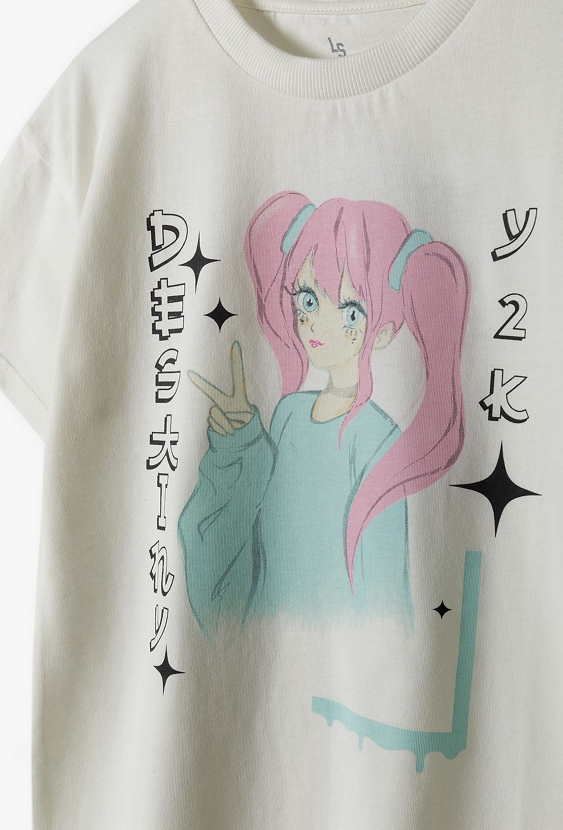 Koszulka ecru z nadrukiem