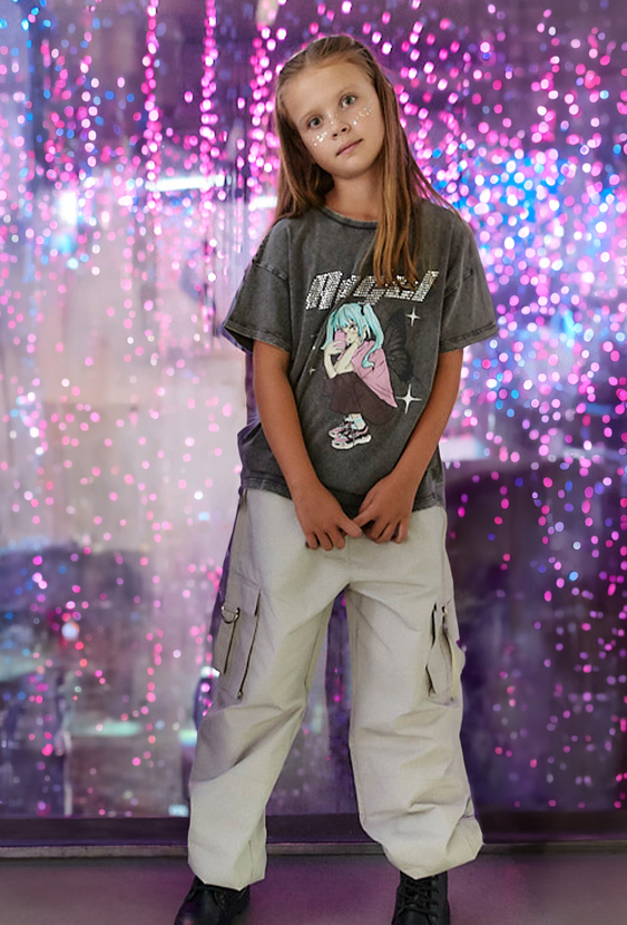 Szara koszulka dla dziewczynki - Lincoln&Sharks