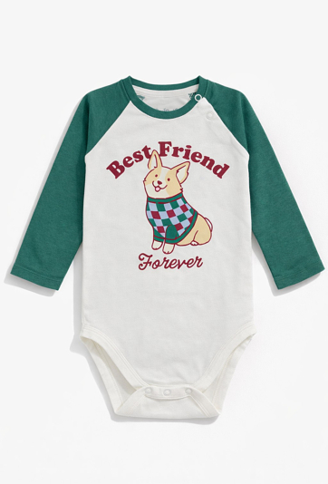 Body niemowlęce z pieskiem i napisem