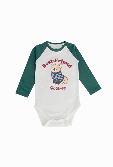 Body niemowlęce z pieskiem i napisem