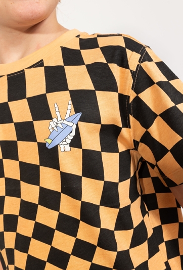 Chłopięca koszulka w szachownicę z wakacyjnym nadrukiem