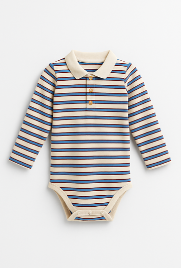 Body niemowlęce w paski z kołnierzykiem