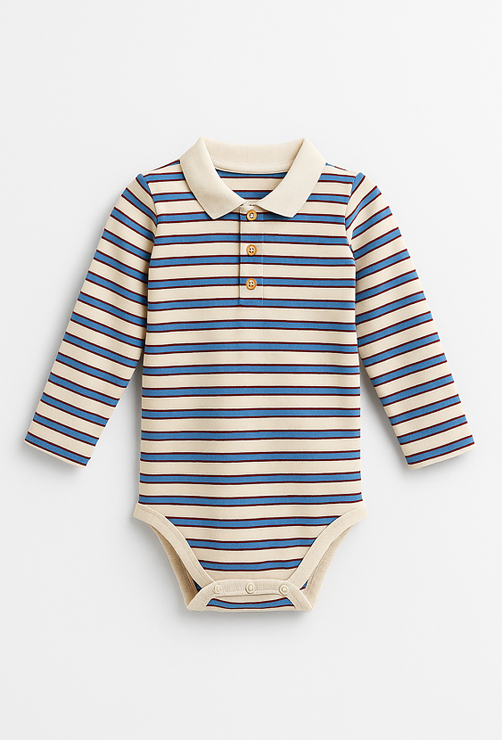 Body niemowlęce w paski z kołnierzykiem