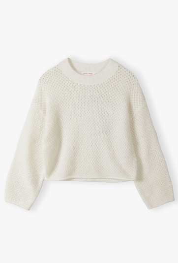 Sweter dziewczęcy ażurowy - ecru - Lincoln&Sharks