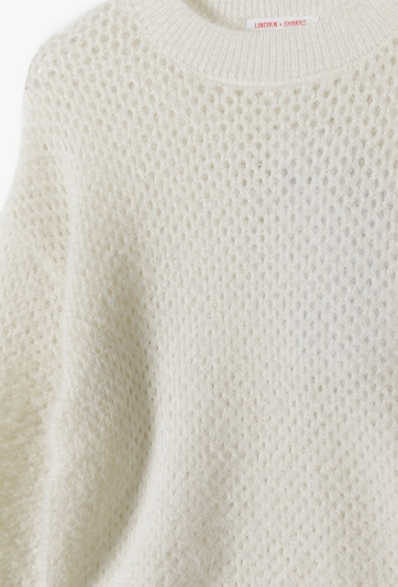 Sweter dziewczęcy ażurowy - ecru - Lincoln&Sharks