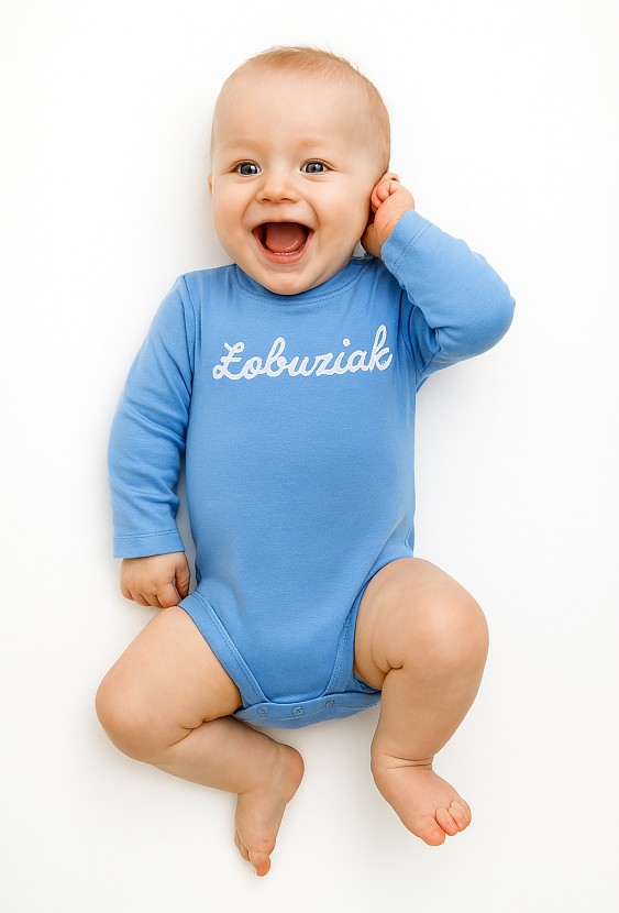 Body niemowlęce z długim rękawem i napisem