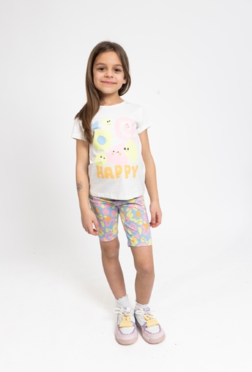 Dziewczęca koszulka z kolorowym nadrukiem