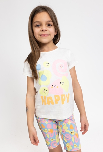 Dziewczęca koszulka z kolorowym nadrukiem