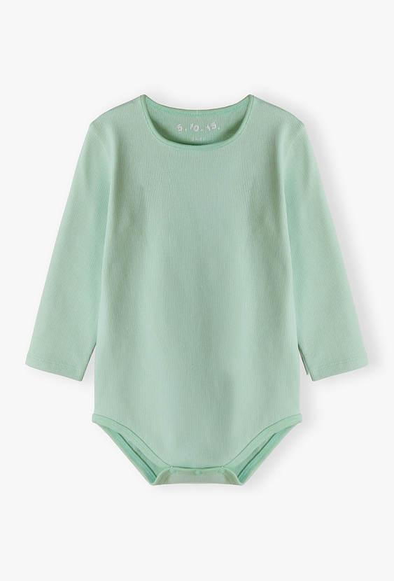 Zielone body w prążki z długim rękawem