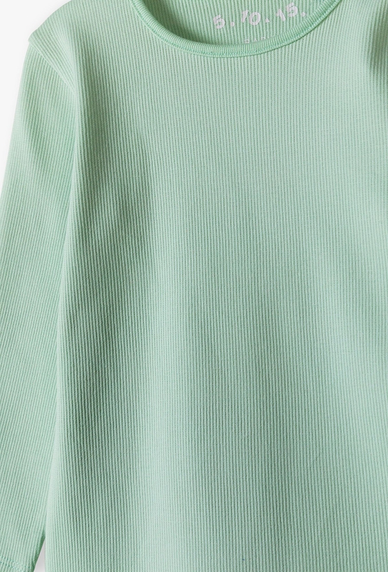 Zielone body w prążki z długim rękawem