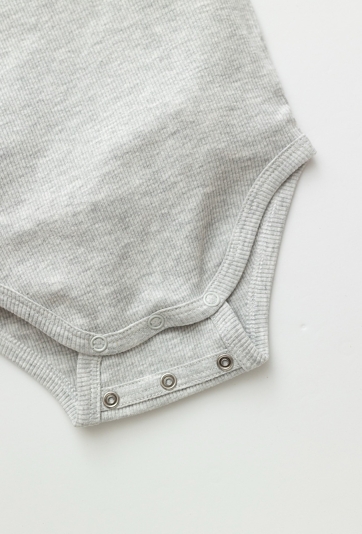 Szare ribowe body niemowlęce chłopięce z długim rękawem