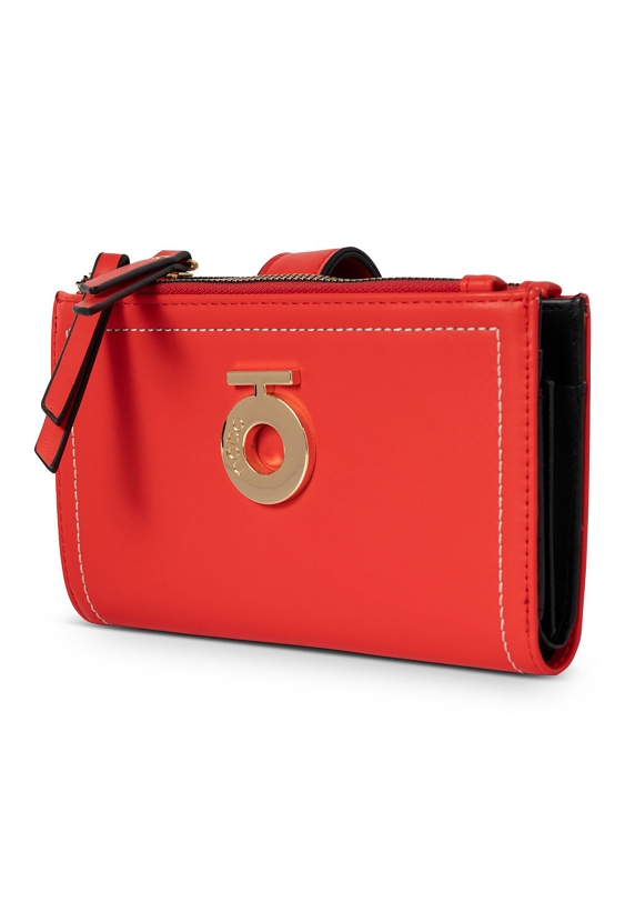 Czerwony portfel damski z logo