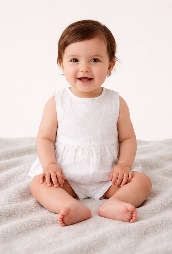 Komplet niemowlęcy – haftowana bluzeczka bez rękawów + szorty