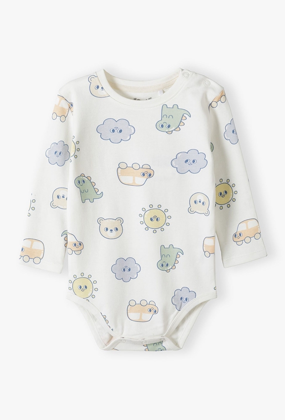 Bawełniane body z długim rękawem w stworki