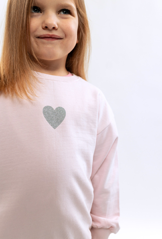 Różowa bluza dziewczęca z serduszkiem