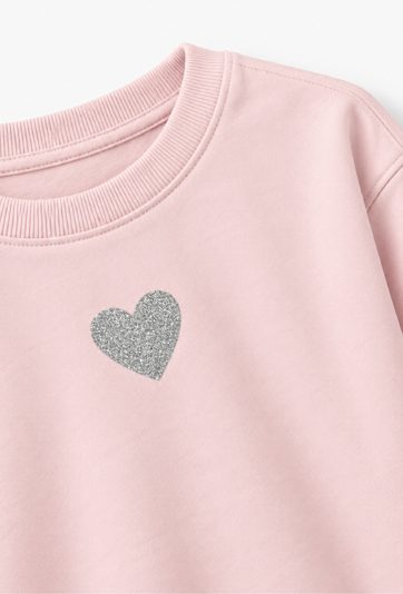 Różowa bluza dziewczęca z serduszkiem