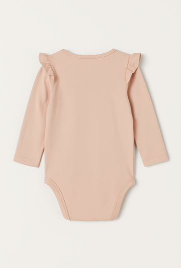 Różowe body dziewczęce z długim rękawem i nadrukiem