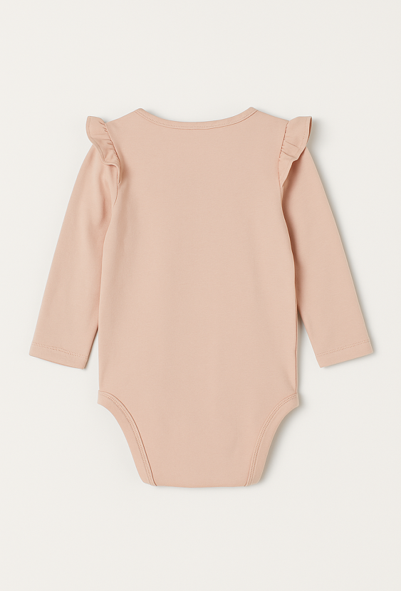 Różowe body dziewczęce z długim rękawem i nadrukiem