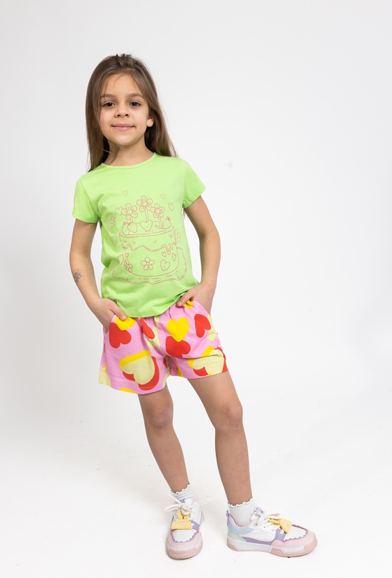 Dziewczęce szorty 1/2 z nadrukiem w serca