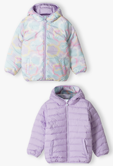 Dwustronna przejściowa kurtka pikowana dla dziewczynki